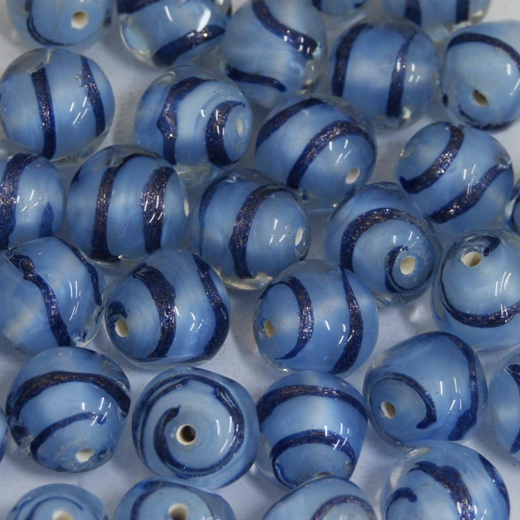 Murano Italiano Decorado Filetado Azul 10 mm 709193