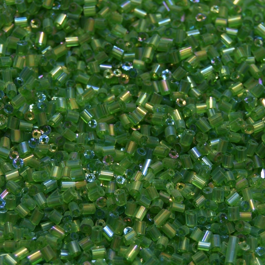 Vidrilho 2 x 9/0  Transparente Irizado Verde 711538