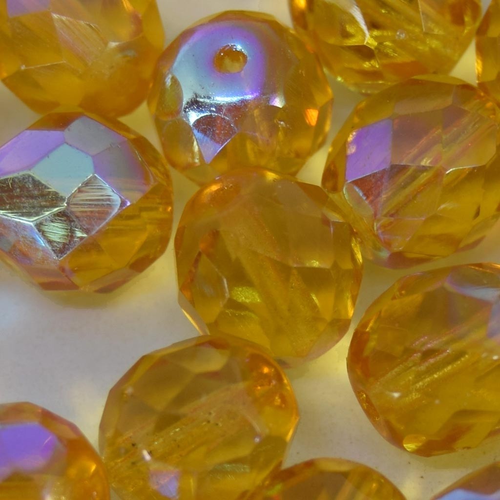 Cristal 8 mm Transparente Irizado Amarelo Ouro 711717