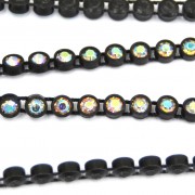 Fio de Plástico Preto com Strass Cristal Transparente Aurora Boreal  ss 16 = 4 mm 702853