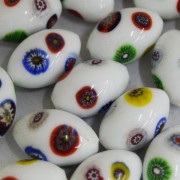 Murano Italiano Decorado Millefiori Branco 23/15 mm 710194