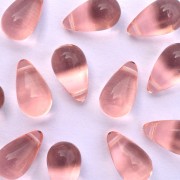 Enfeite Murano de Vidro Transparente Tcheco Gota 9 x 15 mm Rosa 711112