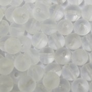 Conta de vidro Transparente Fosca Branca/ Cristal 6 mm 708877